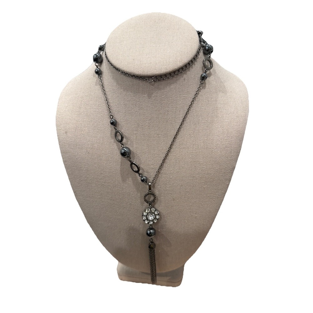 Lia Sophia Flapper Necklace 27"-30" Rhinestone Look,‎ Tassel, N2-7